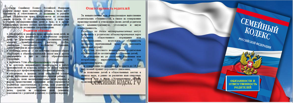 Буклет  Обязанности и ответственность родителей